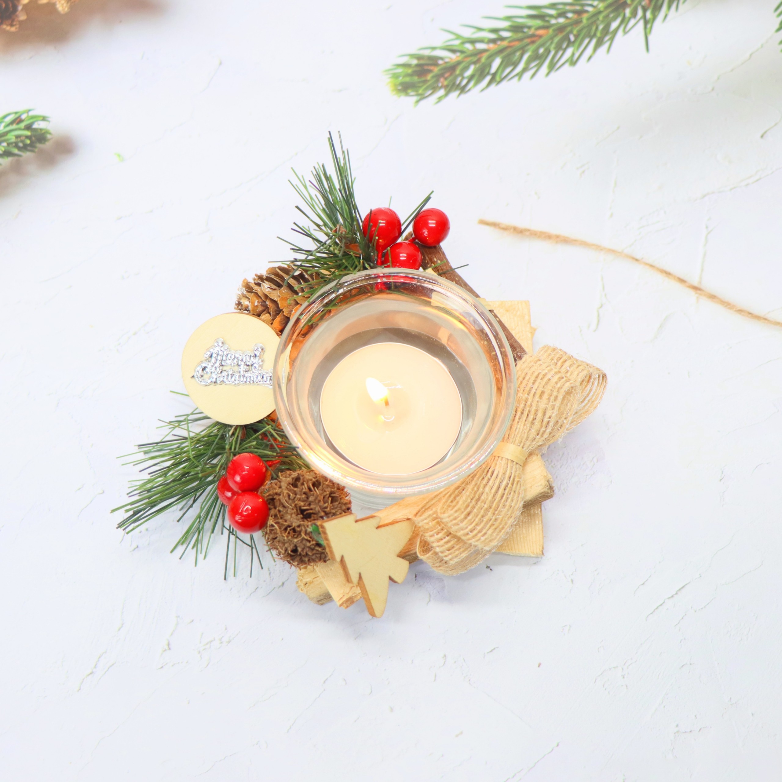 Nến Giáng Sinh NEN02 Để Bàn Trang Trí Noel – Mẫu GỖ VINTAGE
