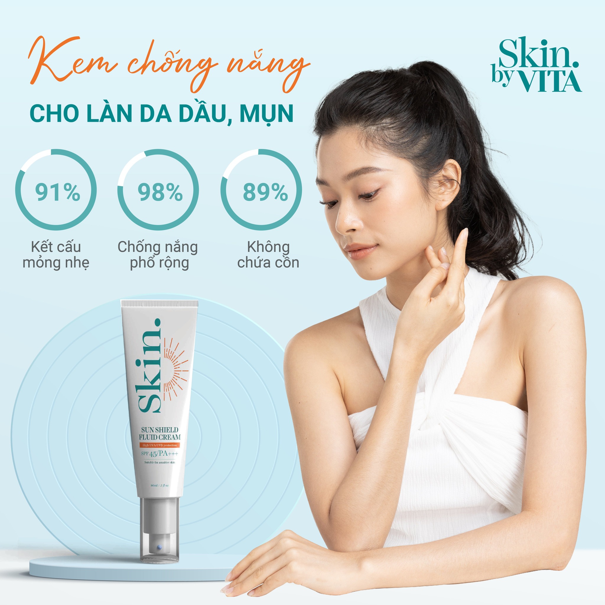 Kem chống nắng Skin. by VITA 60ml - Sunshield Fluid Cream