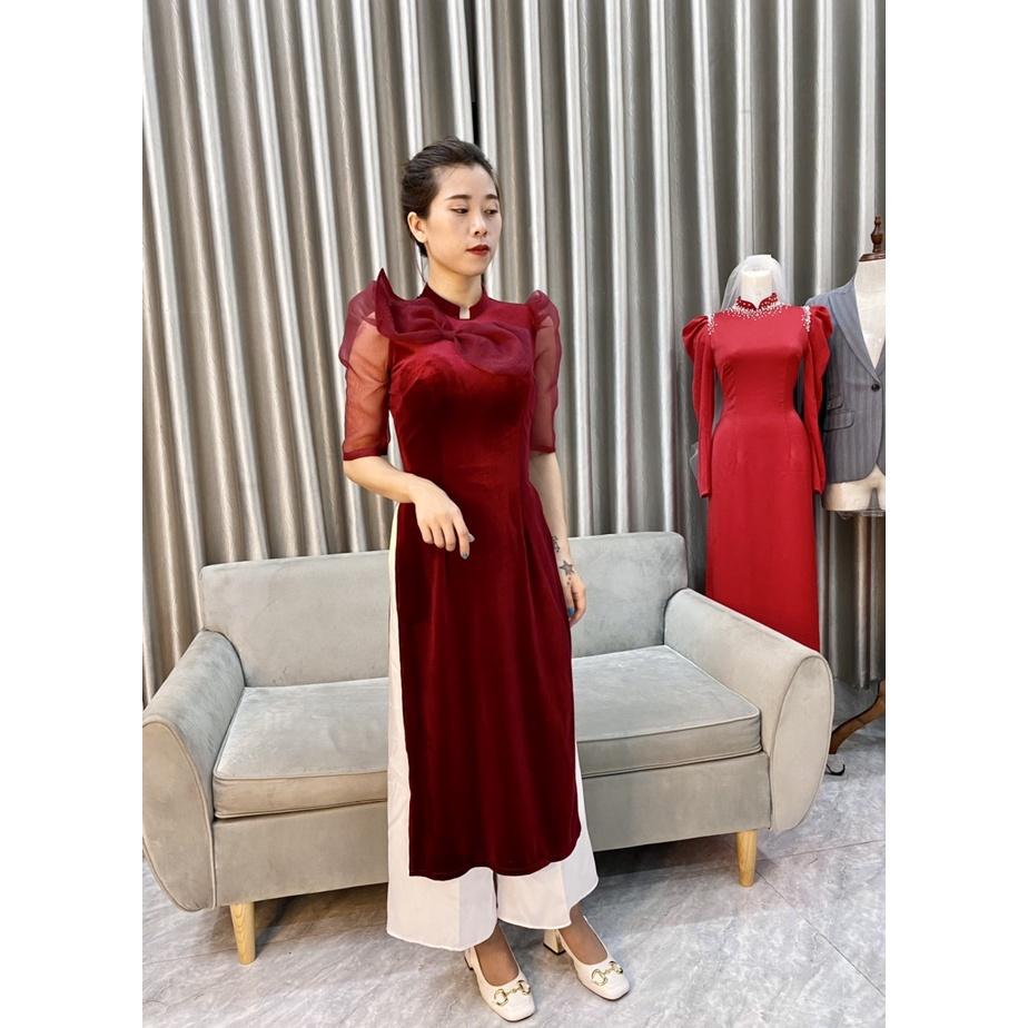 Áo dài cách tân mới tông đô sang chảnh
