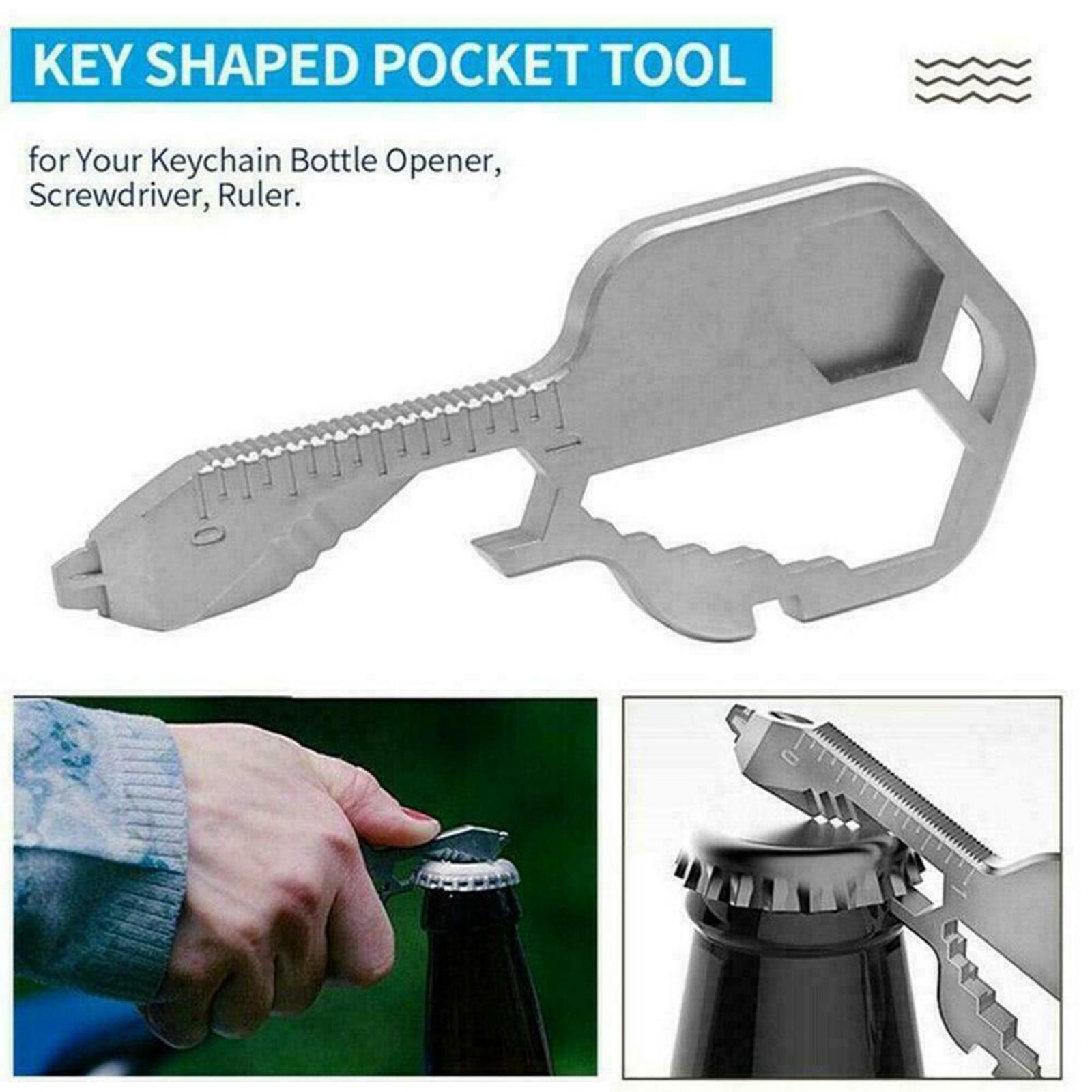 Stainless Steel Multi-Tool Key Shaped Pocket Tool Bottle Opener Tools