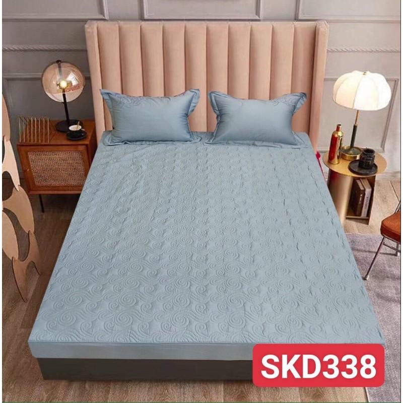 BST Drap Ga gối - Bộ 3 món ga giường và 2 chiếc vỏ gối chun trần silk