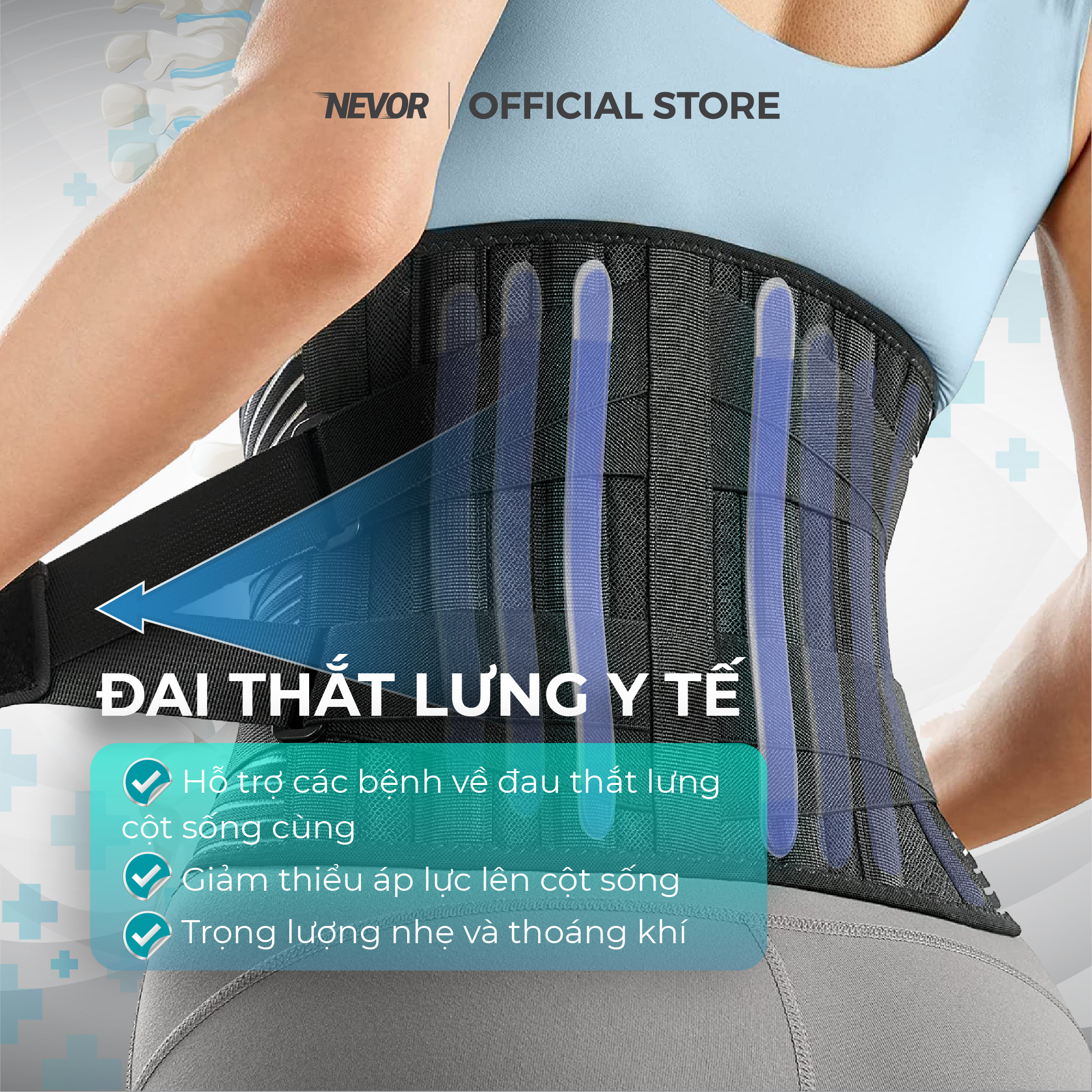 Đai Thắt Lưng Nevor DTL01 Thoáng Khí, Dự Phòng và Hỗ Trợ Chấn Thương Thắt Lưng Cột Sống Cùng
