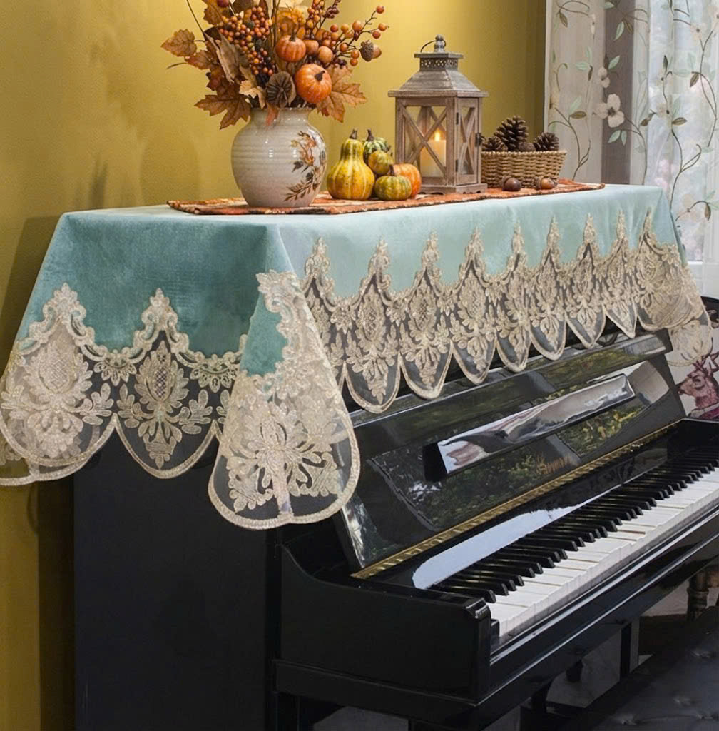 Khăn phủ đàn piano cơ đàn piano điện tử 88 phím phong cách Châu Âu cổ điển sang trọng trang trí giáng sinh noel Tết - Hàng chính hãng