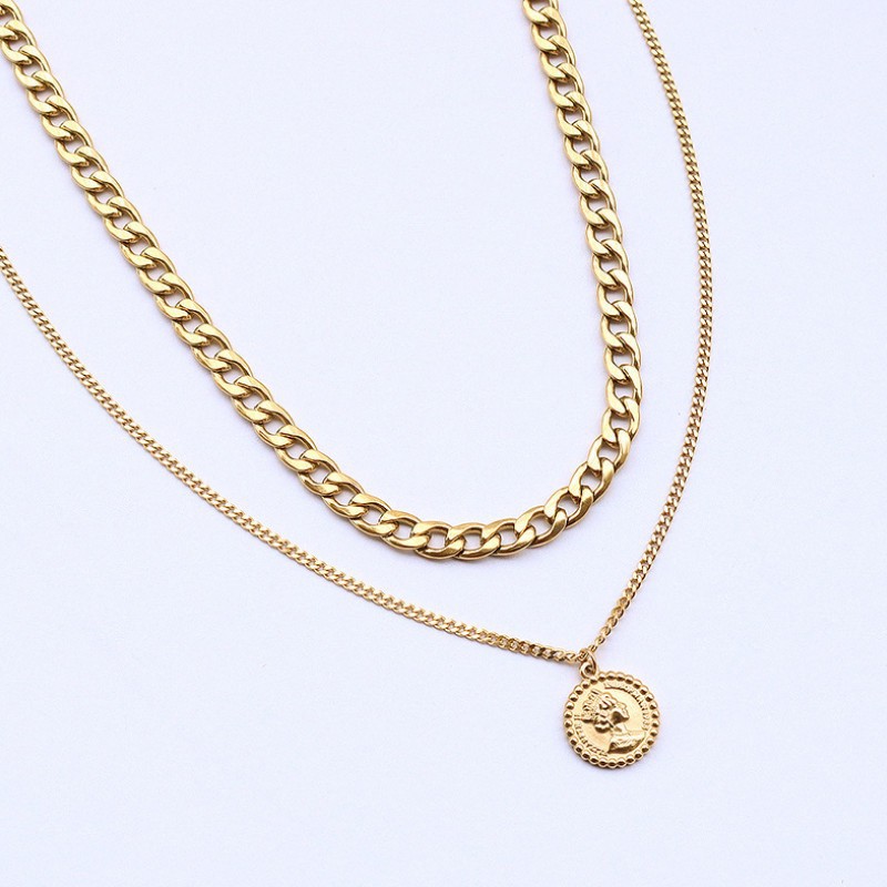 Bộ 2 Dây Chuyền Dây Xích Titan Ko Đen TT 3352