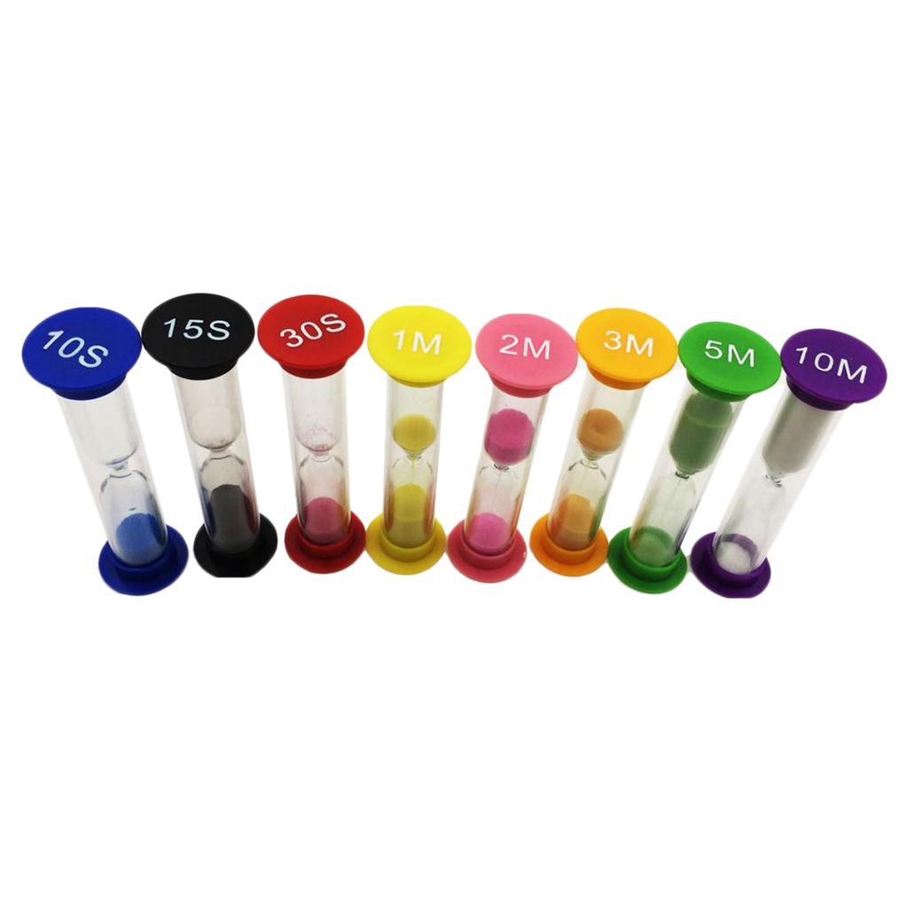 2x10/15/30 Seconds & 1+2+3+5+10 Minutes Plastic Sandglass Hourglass Timer Set