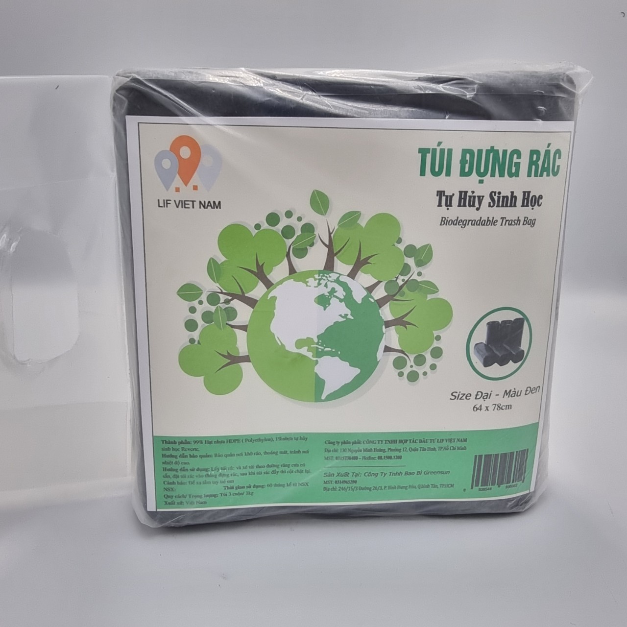 TÚI RÁC 3 CUỘN CỠ ĐẠI (65x78) TỰ PHÂN HUỶ SINH HỌC