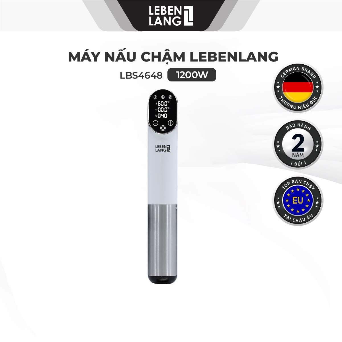 Máy nấu chậm Lebenlang LBS4648 màn hình LED, công suất 1200W, điều khiển từ xa, bảo hành 2 năm - hàng chính hãng