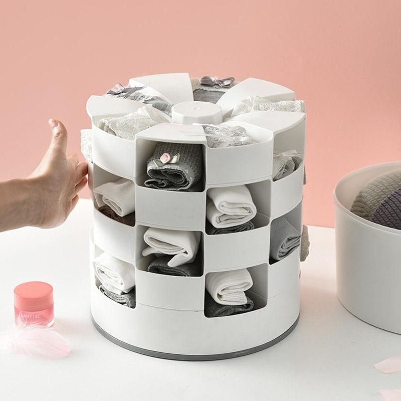 Rotating Underwear Organizer Storage Box Closet Organizer Storage Containers Boxes Socks Desktop Accessories Home Supplies