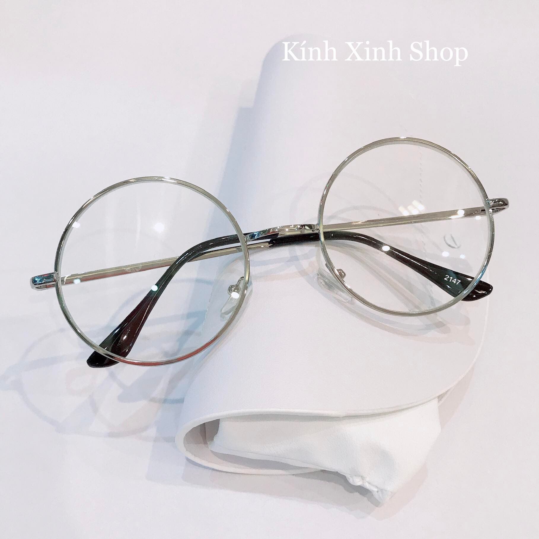 Kính Thời Trang Mắt Tròn Unisex Kim Loại