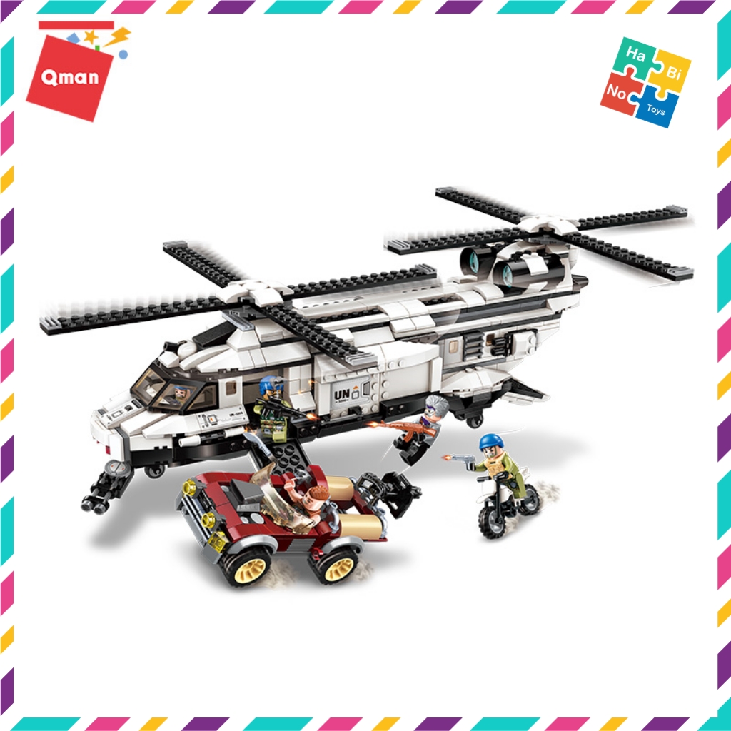 Bộ Đồ Chơi Xếp Hình Thông Minh Lego Quân Sự Qman 648 Mảnh Ghép Máy Bay Trực Thăng Quân Sự Phi Cơ Xạ Thủ 3208 Cho Trẻ Từ 6 Tuổi