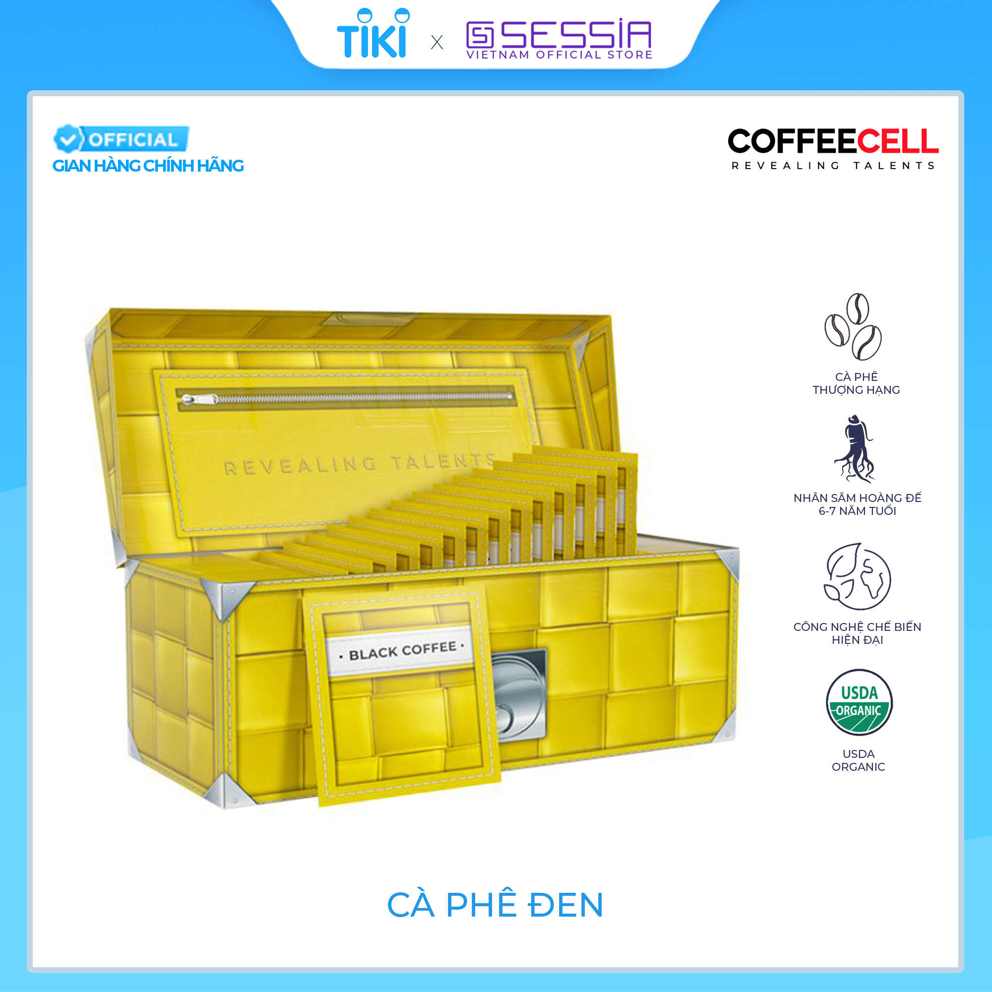 Cà Phê Đen Với Nhân Sâm Trắng Thượng Hạng COFFEECELL (30 gói x 3.5g) - Tăng cường hệ miễn dịch, Giải phóng tiềm năng nhà lãnh đạo - Hàng Chính Hãng