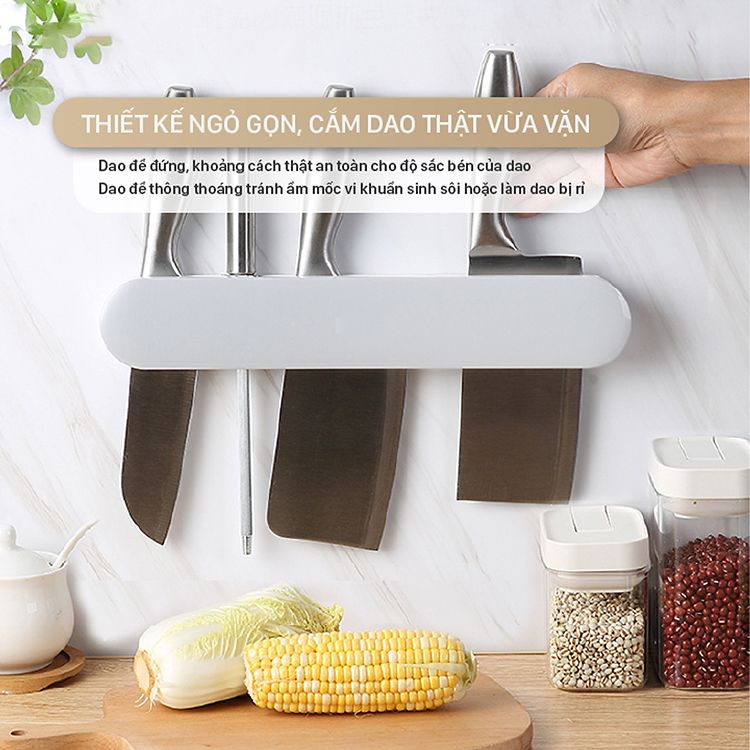 Kệ Đựng Dao Dán Tường Đa Năng, Kệ Cài Dao Kéo, Kệ Để Dao Có Móc Treo, Ngăn Để Muỗng & Đũa - Giá Dắt Dao Kéo Dán Tường Có Móc Treo Đồ Dùng Nhà bếp - Giao Màu Ngẫu Nhiên