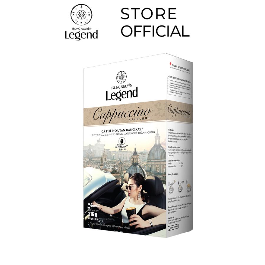 Cà Phê Trung Nguyên Legend Cappuccino Hazelnut – Hộp 12 Gói – Hương Hạt Dẻ Thơm Béo, Ngọt Dịu