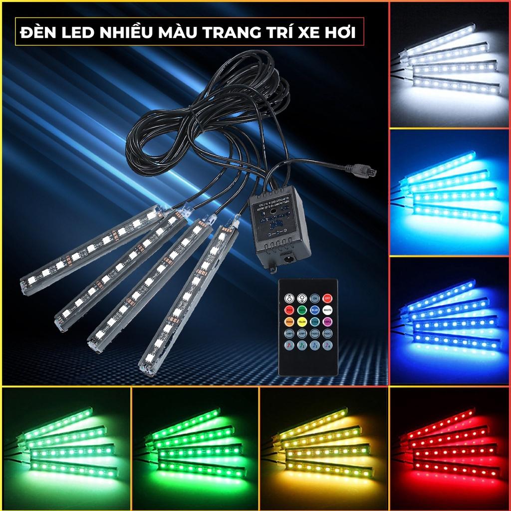 Set of 4 Contro RGB Wireless Colorful Lights Strip Lights RGB 12LED Car Interior Decoration