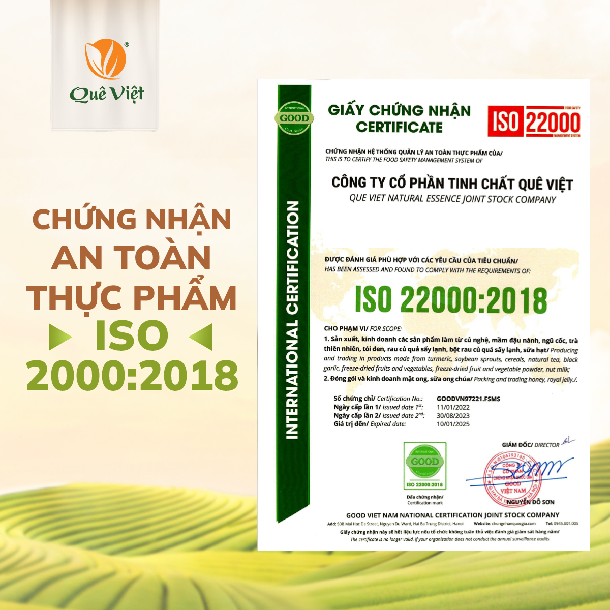 Combo 2 hộp - Trà Gạo lứt Gừng Quế  Quê Việt ấm bụng ngày dâu - Tặng 1 bình nước thủy tinh 500ml - Hộp [400gr(20 gói x 20gram)]