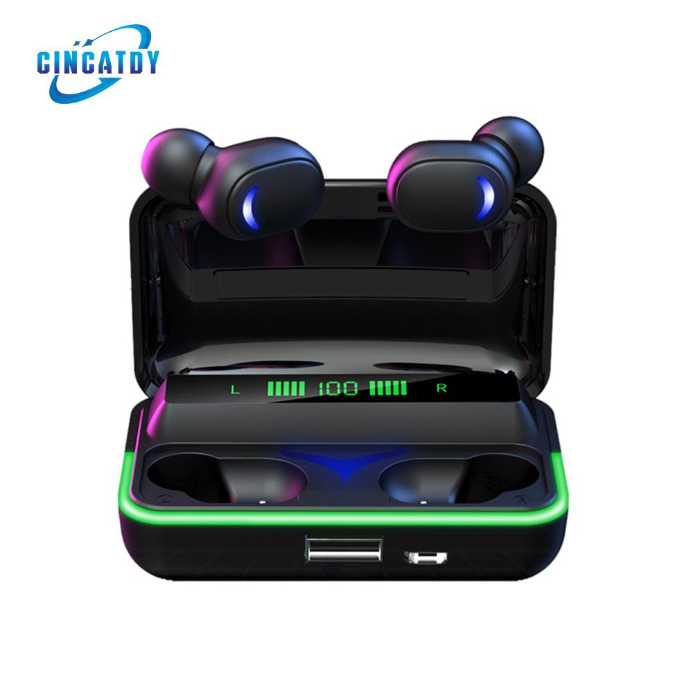 CINCATDY Tai Nghe Bluetooth True Wireless Headset Dock Sạc có Led Báo Pin Kép E10 - Hàng Nhập Khẩu