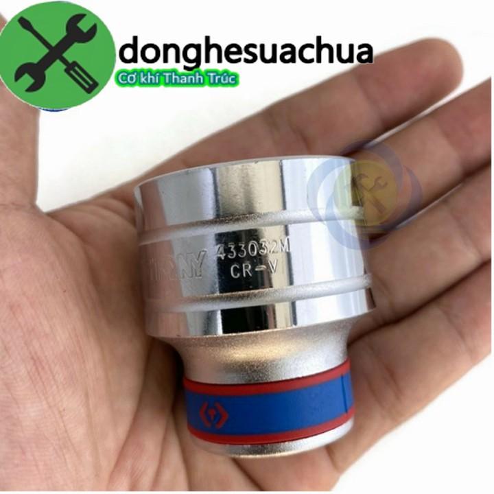 Tuýp 32mm 1/2 Kingtony 433032M 12 cạnh màu trắng dài 44mm