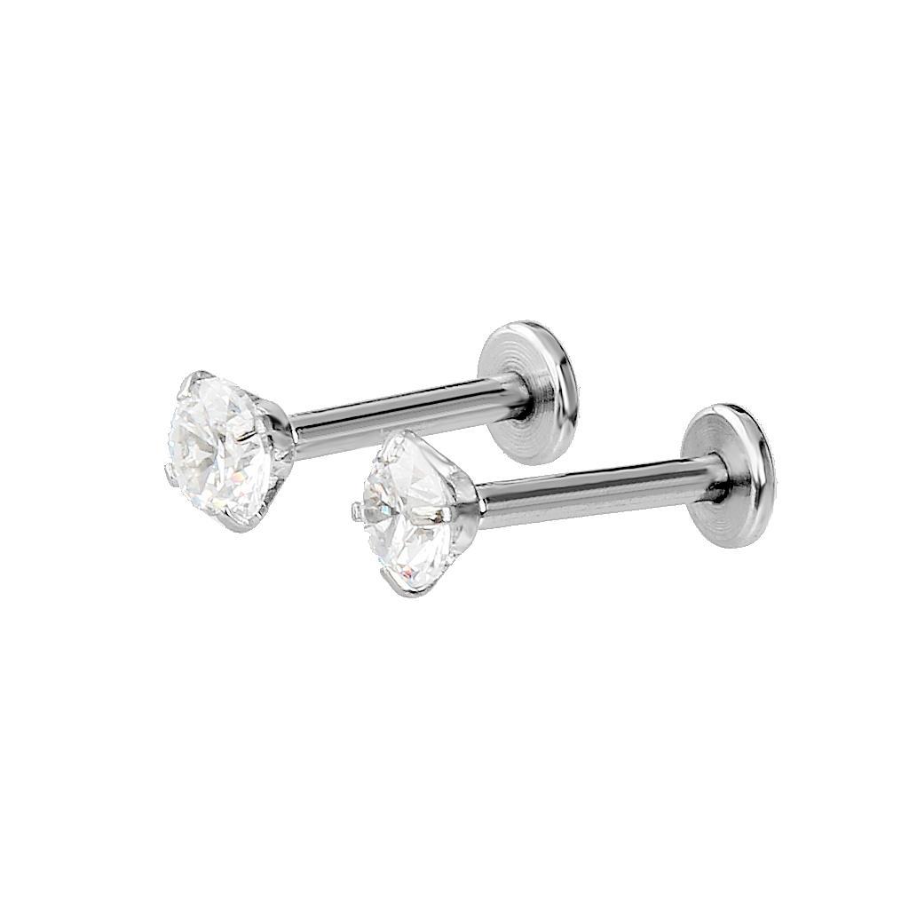 2Pcs Clear Crystal Nose Stud Nose Earrings Bar