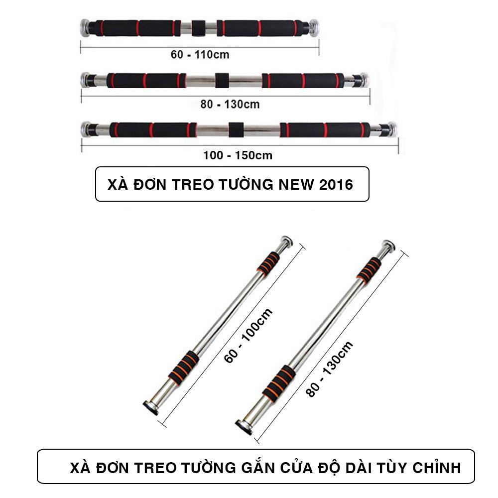 Xà đơn treo tường gắn cửa nhiều cỡ từ 60-130cm phù hợp tập gym tại nhà tăng cơ bắp XD013