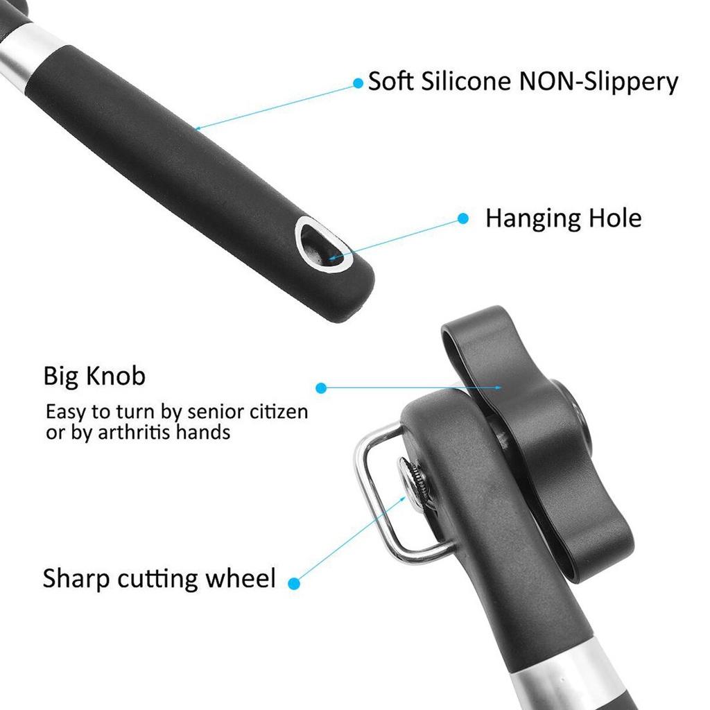 AA Can Opener, Portable Multifunctional Stainless Steel Cap Lifter for Bottle Cans, Black/Red