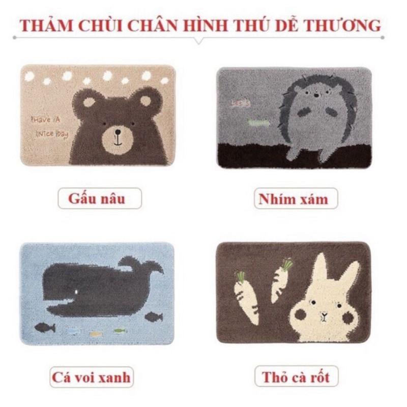 THẢM CHÙI CHÂN HÌNH THÚ DỄ THƯƠNG 40x60cm và 50x80cm