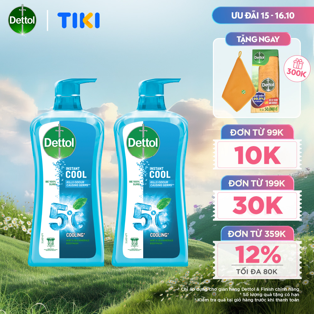 Combo 2 chai sữa tắm Dettol mát lạnh tức thì - Chai 950g