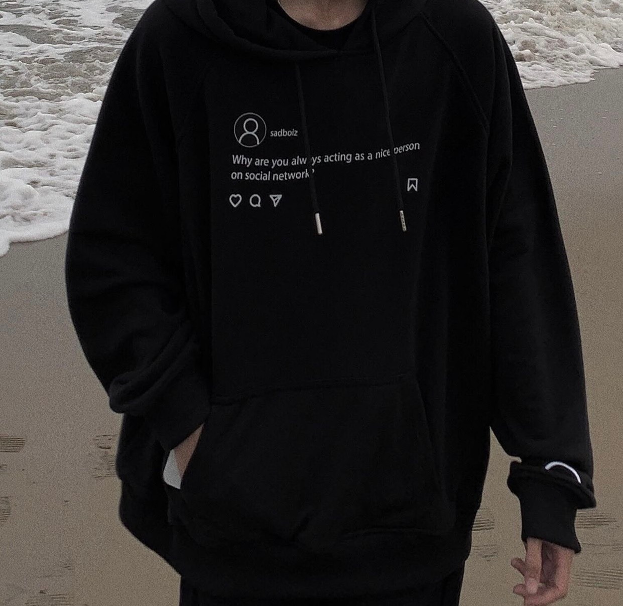Áo hoodie unisex SADTAGRAM BLACK & GREY Áo khoác nỉ SADTAGRAM BLACK & GREY - Gin Store
