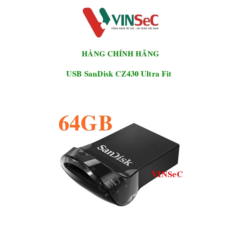 USB 3.2 Gen 1 SanDisk CZ430 Ultra Fit 64GB 300MB/s - Hàng Chính Hãng