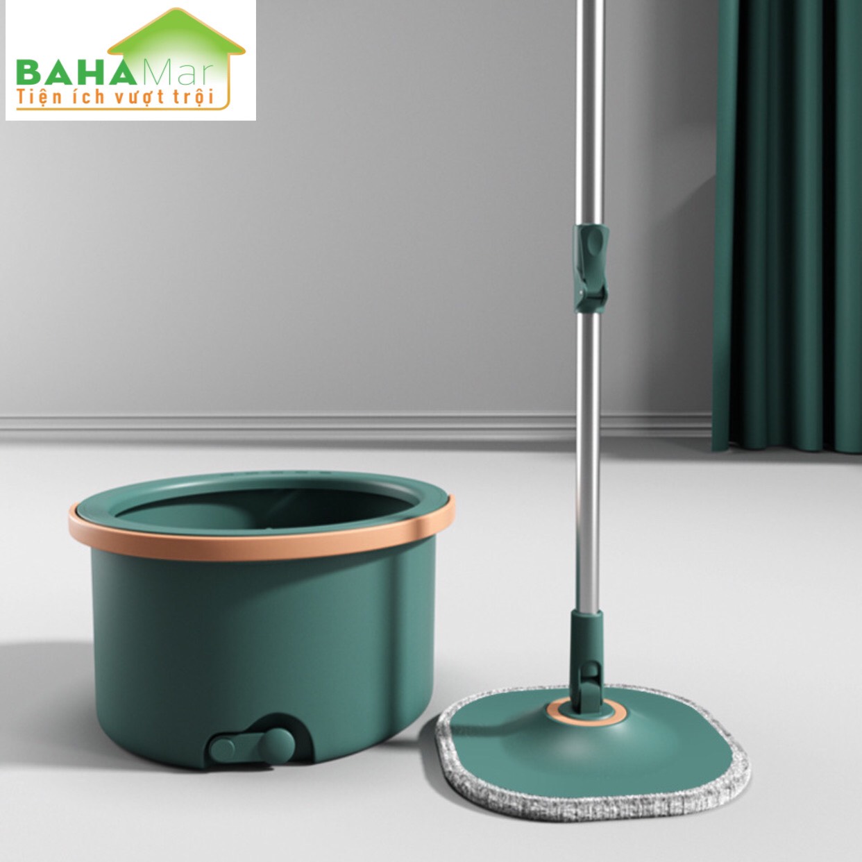 BỘ CÂY LAU NHÀ TIẾT KIỆM SỨC LAO ĐỘNG VÀ XÔ XOAY TRÒN PHÂN TÁCH NƯỚC THẢI "BAHAMAR" Nước sạch giặt giẻ lau và xoáy loại bỏ nước bẩn ra chậu ngoài một cách tách biệt luôn