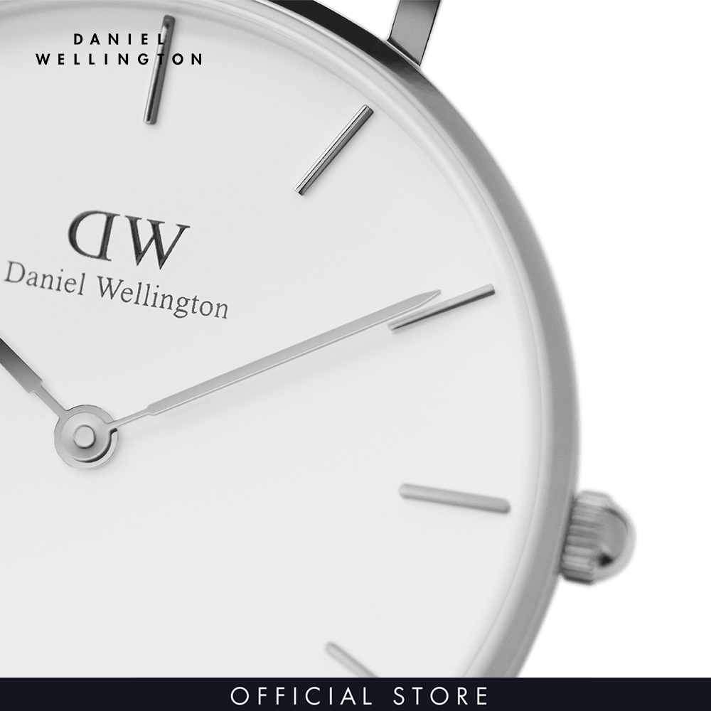 Đồng hồ Nữ Daniel Wellington dây lưới - Petite Sterling mặt trắng - vỏ