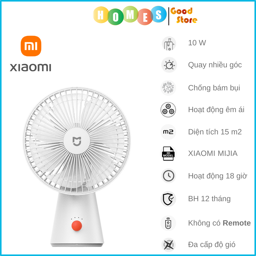 Quạt Tích Điện Để Bàn Xiaomi Mijia Phiên Bản 2023 Không Gian Sử Dụng 10-20m2 Sử Dụng 18 Giờ Liên Tục - Hàng Chính Hãng