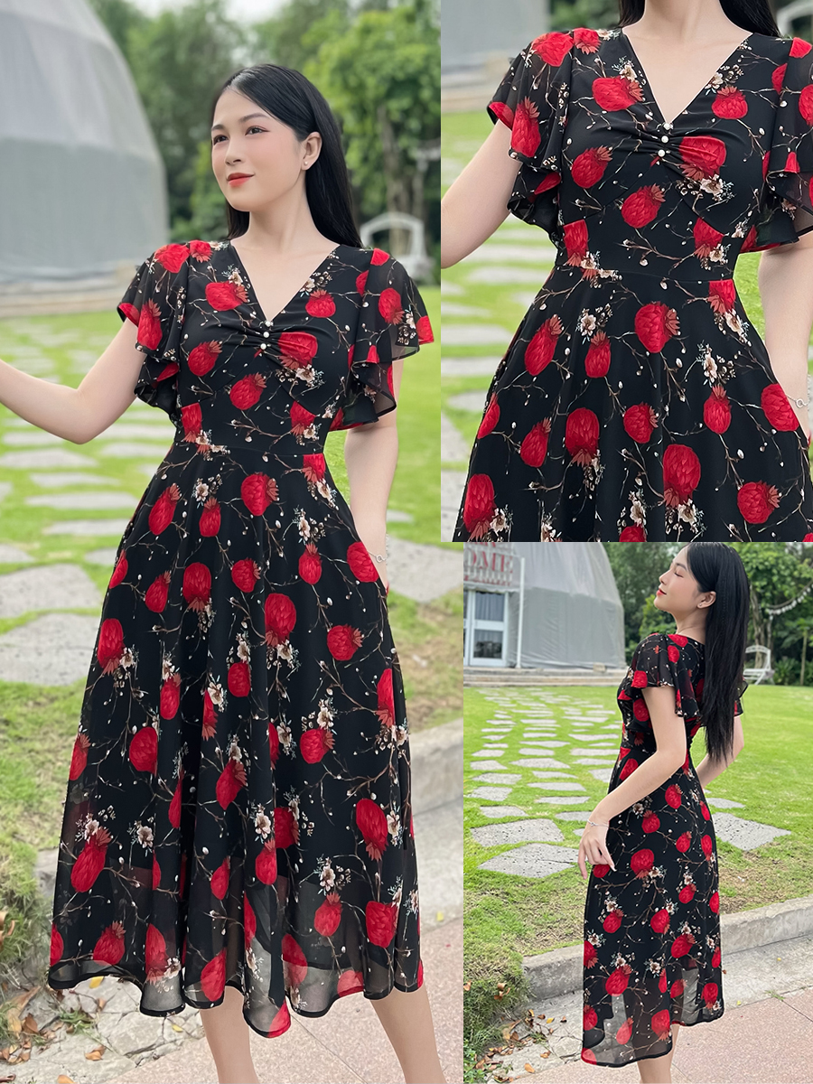 [HCM] Đầm xòe họa tiết lạ mắt D106 - Khánh Linh Style - Lady Fashion