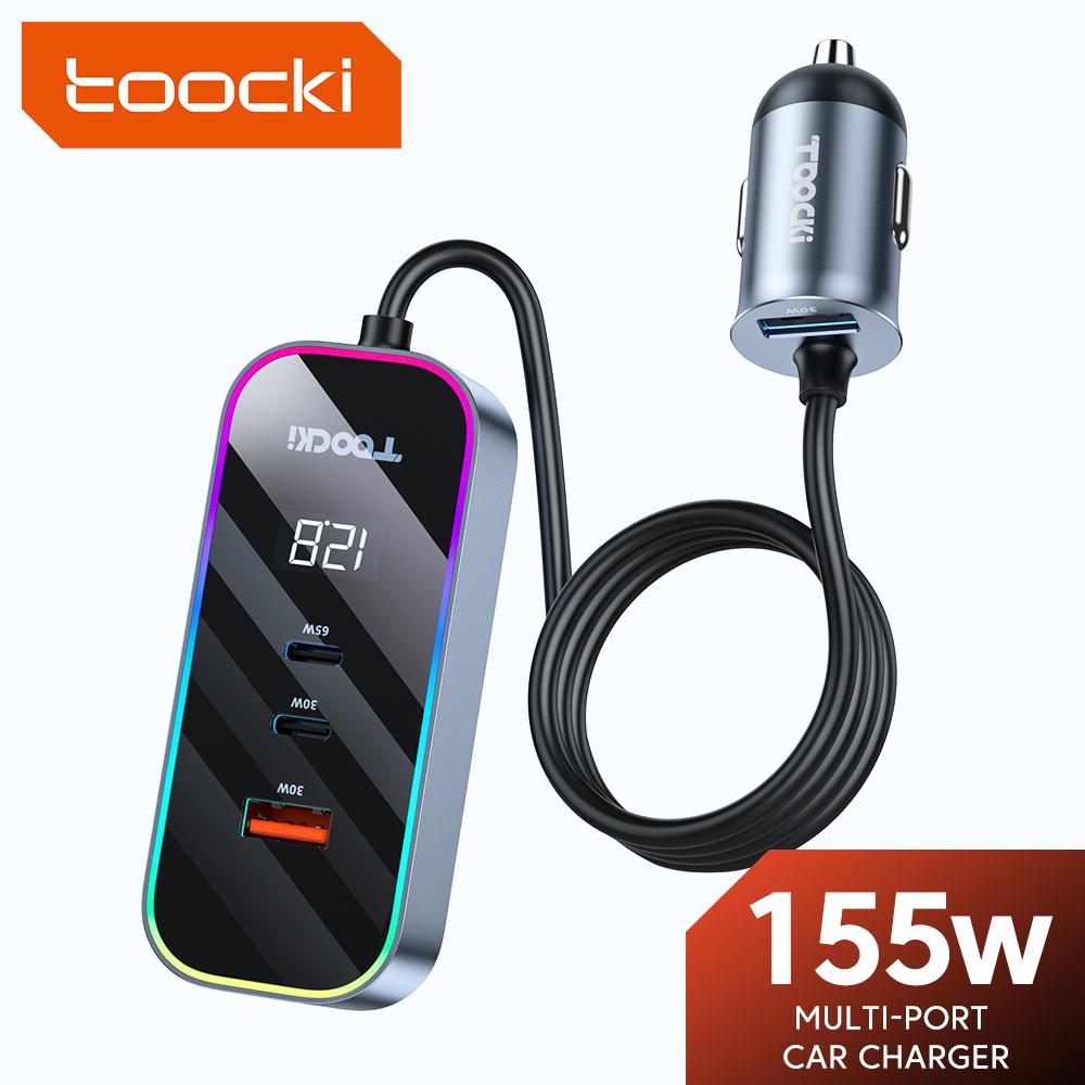 Bộ sạc xe hơi mở rộng phía sau USB của Toocki 155W với bộ sạc điện thoại moble Multi Digital Multi Digital Digital Digital C trong xe PD QC3.0