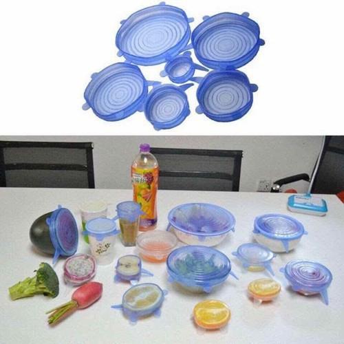 Set 6 Miếng Nắp Đậy Silicon Co Giãn - Bọc Chén, Bát, Thực Phẩm Cần Bảo Quản