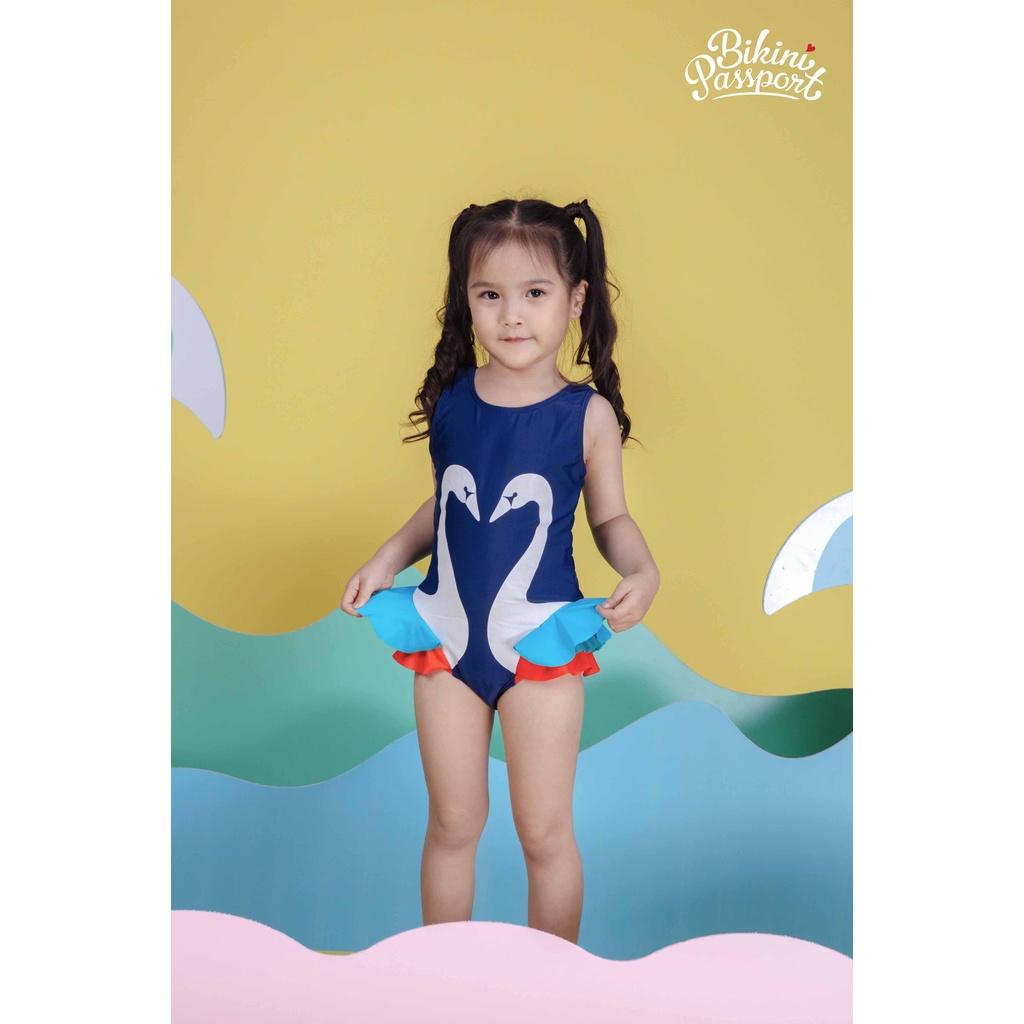 Đồ bơi áo tắm em bé BIKINI PASSPORT KID - Bé gái một mảnh váy áo 3 lỗ - Navy - KD021_NV