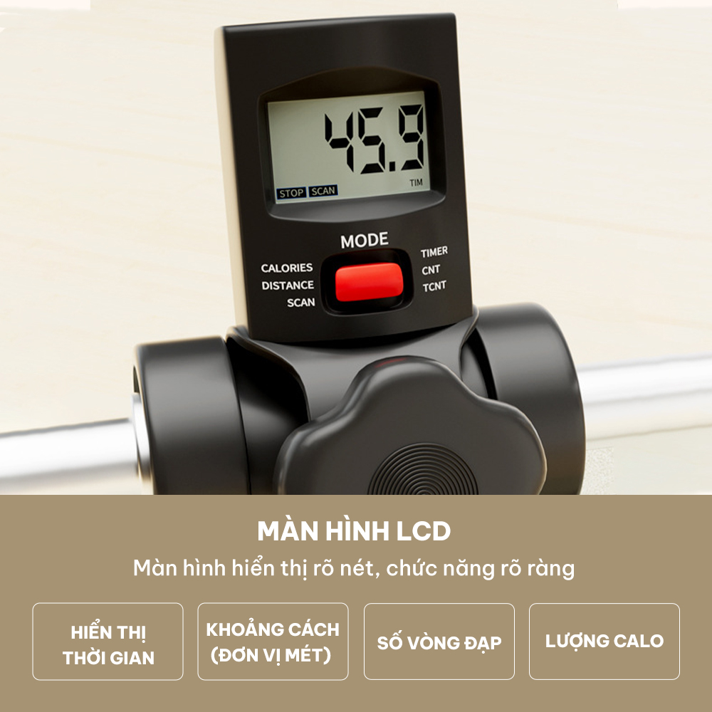 Xe đạp gấp gọn, xe đạp mini tập thể dục tại nhà, có đồng hồ điện tử GoodFit GF006MB