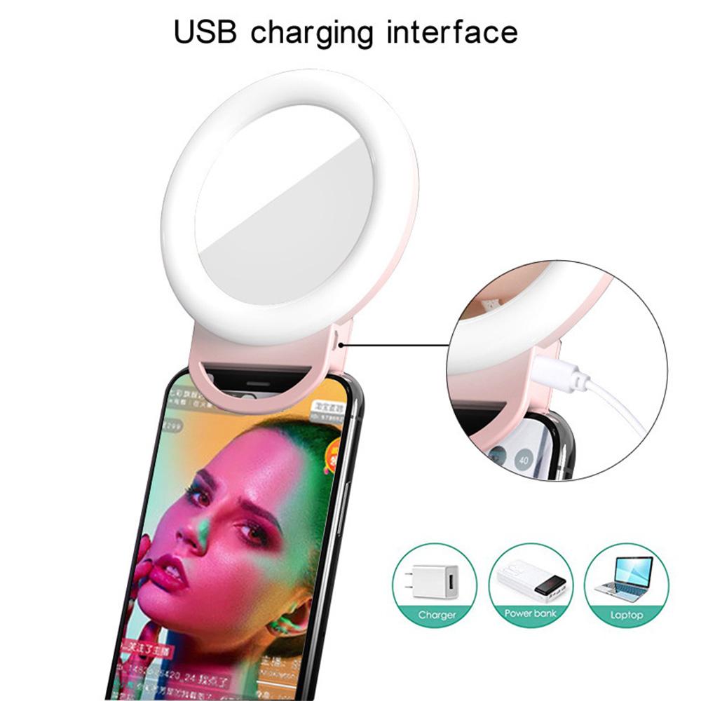 Đèn LED tròn mini gắn điện thoại hỗ trợ chụp ảnh, tự sướng