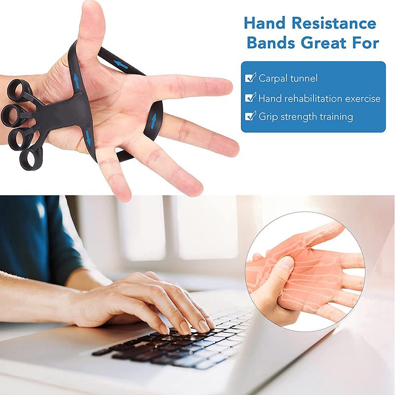 Silicone GRIP Thiết bị tập thể dục ngón tay Viêm viêm khớp tay cầm tay tăng cường huấn luyện phục hồi chức năng để giảm đau Color: Fan-black 11LB