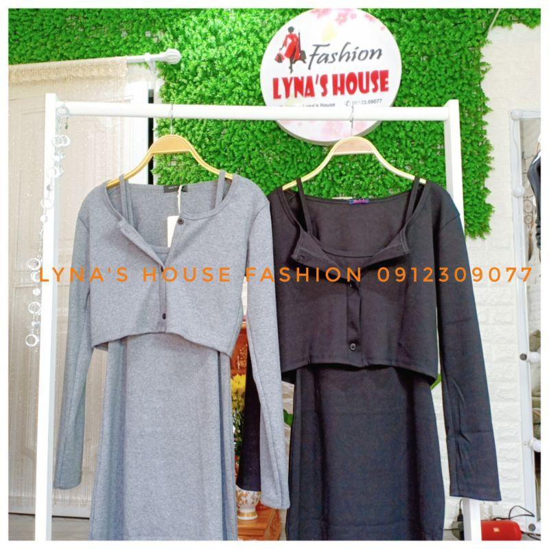 Set Váy 2 Dây Form Chữ A Và Áo Khoác Cardigan Đầm Nữ Body Đi Dạo Pố Dự Tiệc - LH93