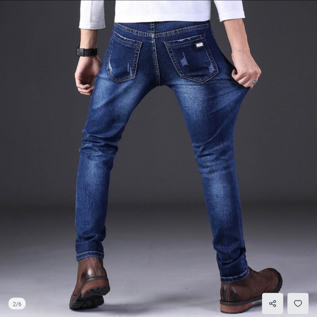 quần jeans nam ống suông cào nhẹ