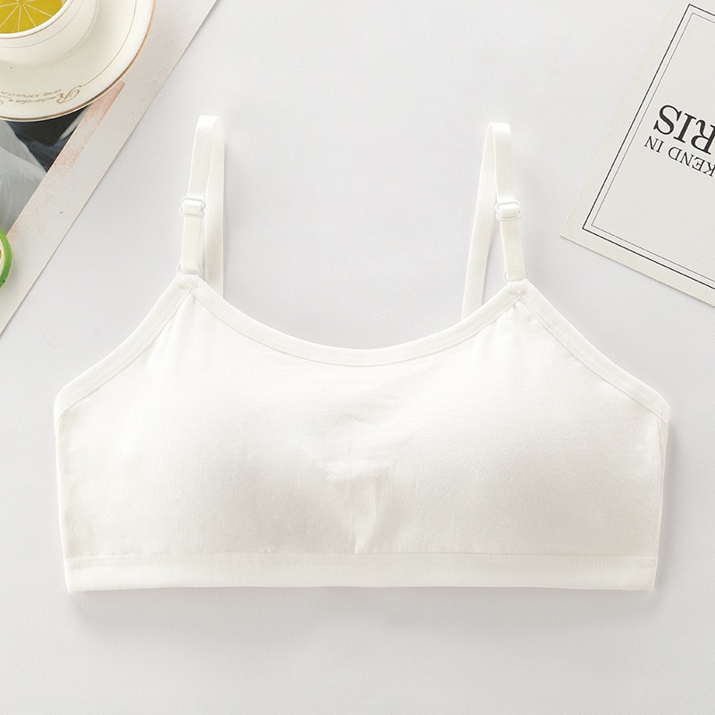 Áo lót nữ, áo lá học sinh cotton trơn mút liền cài sau 3 móc F004
