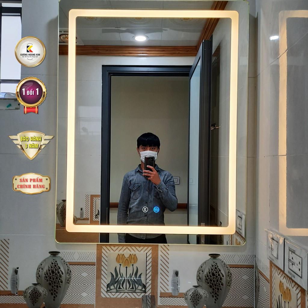 Gương led cảm ứng phòng tắm chữ nhật trang điểm treo tương không viền đèn led thông minh kích thước 50x70 cm - guonghoangkim