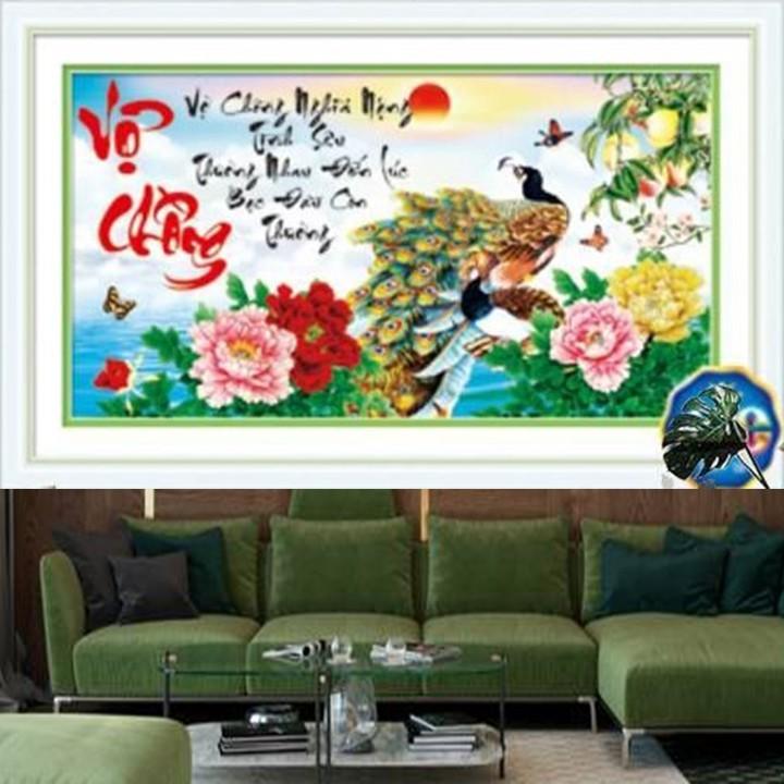 Tranh đá vợ chồng công hoa mẫu đơn LG1141 - kích thước: 90 * 50cm.