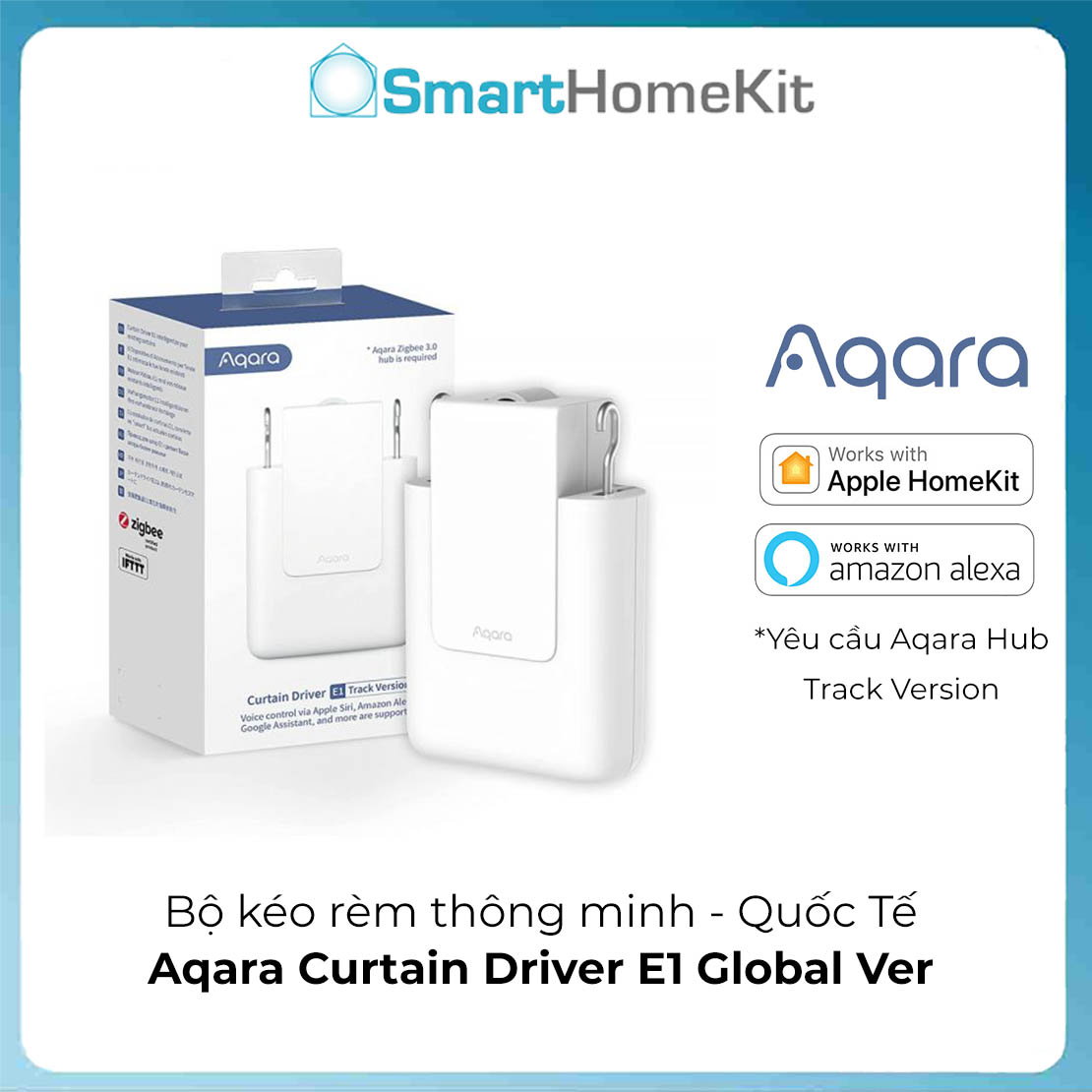 [Quốc tế] Bộ kéo rèm thông minh Aqara Curtain Driver E1 (Ray Thẳng/Ray Tròn) Dùng Pin Zigbee 3.0 - Hàng Chính Hãng - Support HomeKit, Alexa, Google Assistant and IFTTT