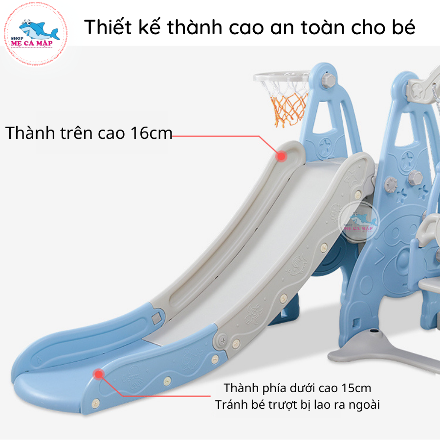 Cầu trượt xích đu cho bé STAR, cầu trượt chịu tải 100kg sẵn 2 màu TẶNG KÈM Bộ bóng rổ Hàng Dày Dặn