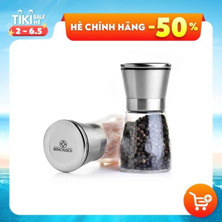 Lọ xay tiêu cầm tay SANI CKO115 140ml - Lọ bằng thủy tinh, lưỡi dao bằng sứ xay nhuyễn tốt, nắp bằng gỗ sồi, tiện dụng, dễ sử dụng