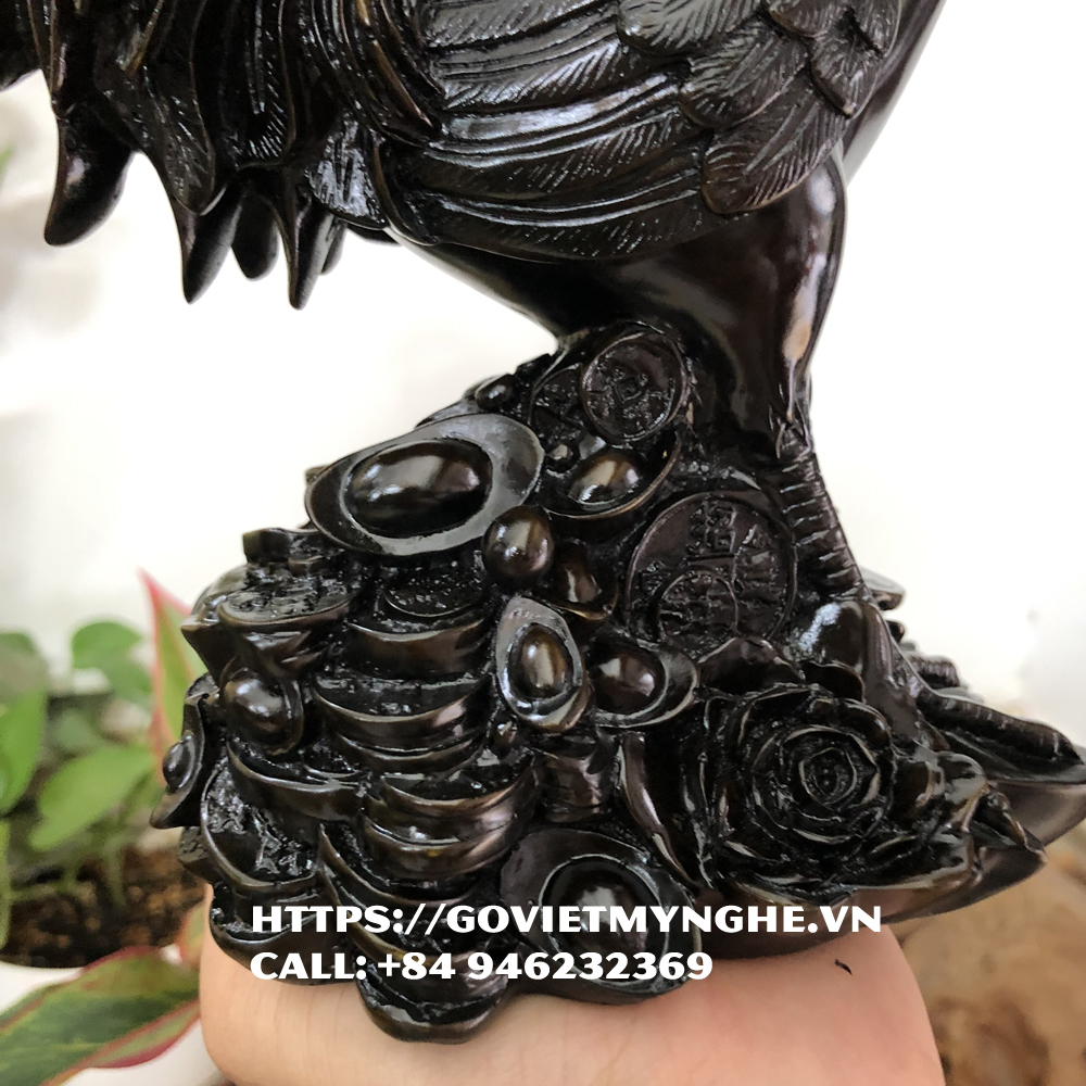 Tượng đá con gà trang trí phong thủy bàn làm việc gà trang trí phong thủy nhà cửa - Nhũ đồng