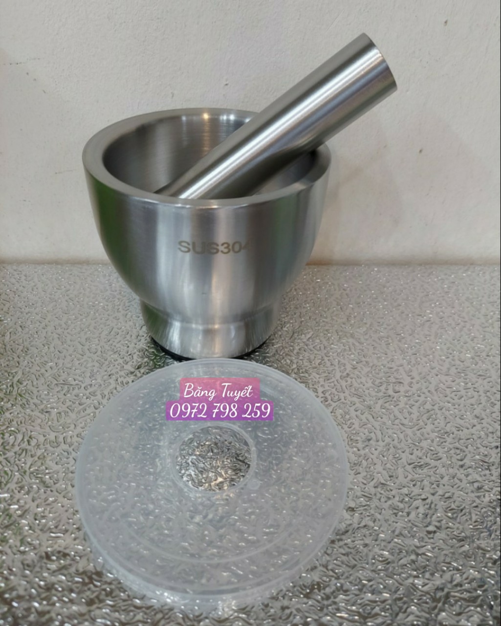 BỘ CỐI CHÀY INOX SUS 304 BẦU CÓ NẮP CAO CẤP .Dụng cụ nhà bếp cối chày inox có nắp chống bắn đế trống trơn chượt đa năng giã nhiễn các loại tỏi ớt tiêu riềng sả