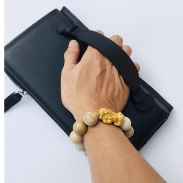 Ví nam dài, bóp nam cầm tay da bò cao cấp - clutch nam BlackMan da thật OLUX