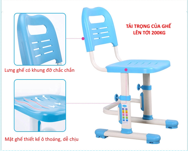 Bộ bàn học sinh trẻ em thông minh Khôi Nguyên BHS01-M2 Xanh